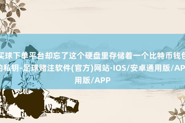 买球下单平台却忘了这个硬盘里存储着一个比特币钱包的私钥-足球赌注软件(官方)网站·IOS/安卓通用版/APP