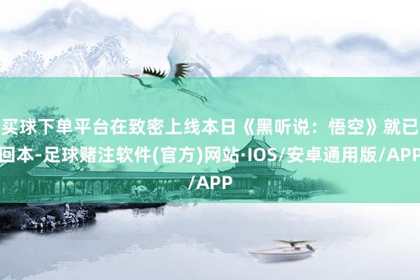 买球下单平台　　在致密上线本日《黑听说：悟空》就已回本-足球赌注软件(官方)网站·IOS/安卓通用版/APP