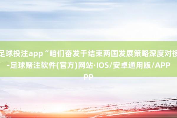 足球投注app“咱们奋发于结束两国发展策略深度对接-足球赌注软件(官方)网站·IOS/安卓通用版/APP
