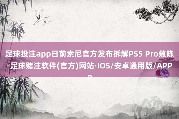 足球投注app日前索尼官方发布拆解PS5 Pro敷陈-足球赌注软件(官方)网站·IOS/安卓通用版/APP