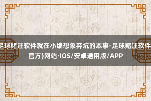 足球赌注软件就在小编想象弃坑的本事-足球赌注软件(官方)网站·IOS/安卓通用版/APP