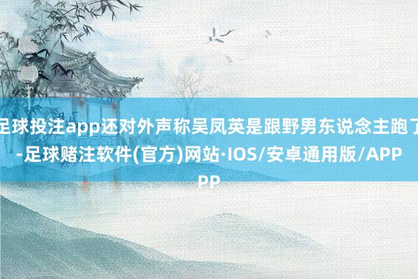 足球投注app还对外声称吴凤英是跟野男东说念主跑了-足球赌注软件(官方)网站·IOS/安卓通用版/APP