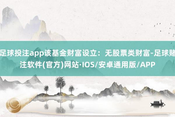 足球投注app该基金财富设立：无股票类财富-足球赌注软件(官方)网站·IOS/安卓通用版/APP