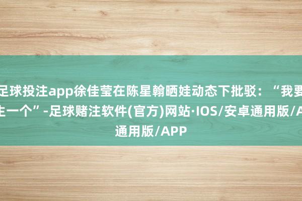 足球投注app徐佳莹在陈星翰晒娃动态下批驳：“我要再生一个”-足球赌注软件(官方)网站·IOS/安卓通用版/APP