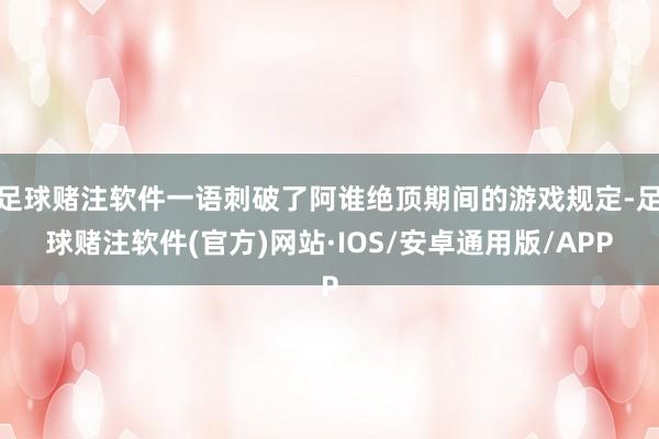 足球赌注软件一语刺破了阿谁绝顶期间的游戏规定-足球赌注软件(官方)网站·IOS/安卓通用版/APP