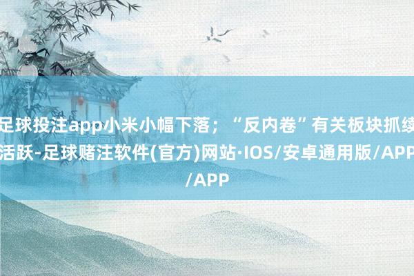 足球投注app小米小幅下落；“反内卷”有关板块抓续活跃-足球赌注软件(官方)网站·IOS/安卓通用版/APP