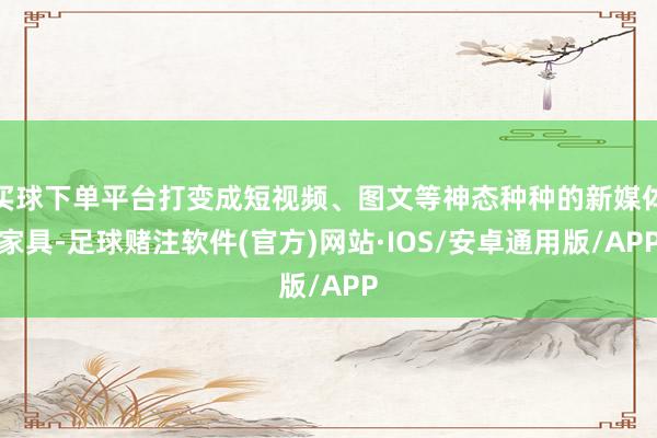 买球下单平台打变成短视频、图文等神态种种的新媒体家具-足球赌注软件(官方)网站·IOS/安卓通用版/APP